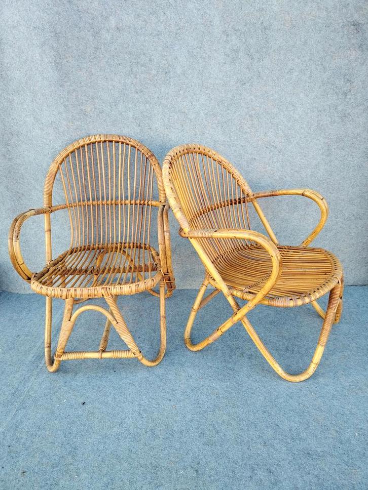 Vintage Rotan Stoelen, Antiek en Kunst, Antiek | Meubels | Stoelen en Banken, Ophalen