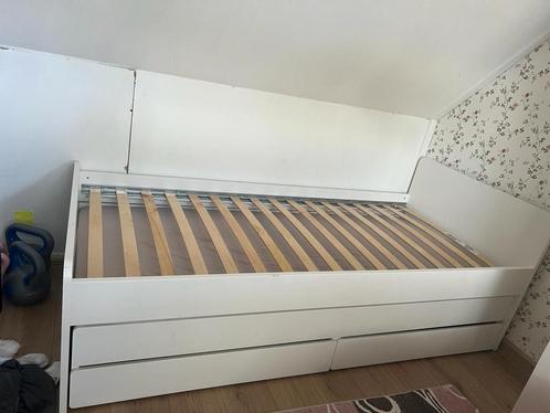 Bed met onderbed en opberger, Huis en Inrichting, Slaapkamer | Bedden, Zo goed als nieuw, Eenpersoons, 200 cm, Hout, Ophalen of Verzenden