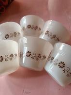 6 Vintage Melkglas Schaaltjes - Bloemen Design, Ophalen of Verzenden