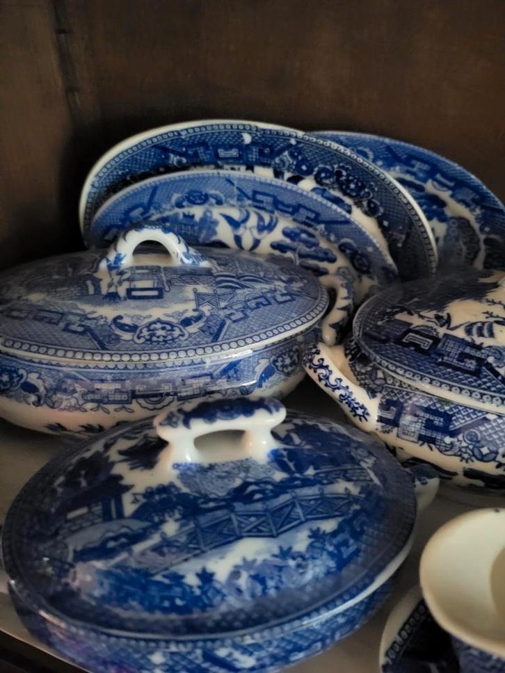 Kinderservies Blue Willow 70 delen, Antiek en Kunst, Antiek | Servies compleet, Ophalen of Verzenden