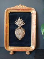 Vintage Ingelijst Heilig Hart met Strass, Ophalen of Verzenden