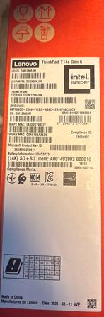 Nieuw in doos Lenovo ThinkPad T14s Gen 6, Computers en Software, Windows Laptops, Qwerty, 8 GB, Nieuw, 14 inch