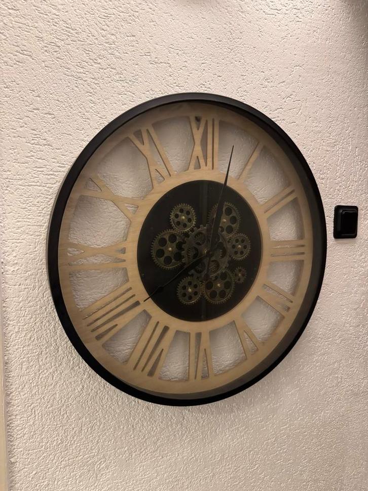 Industriële Wandklok, Huis en Inrichting, Woonaccessoires | Klokken, Gebruikt, Wandklok, Analoog, Ophalen of Verzenden