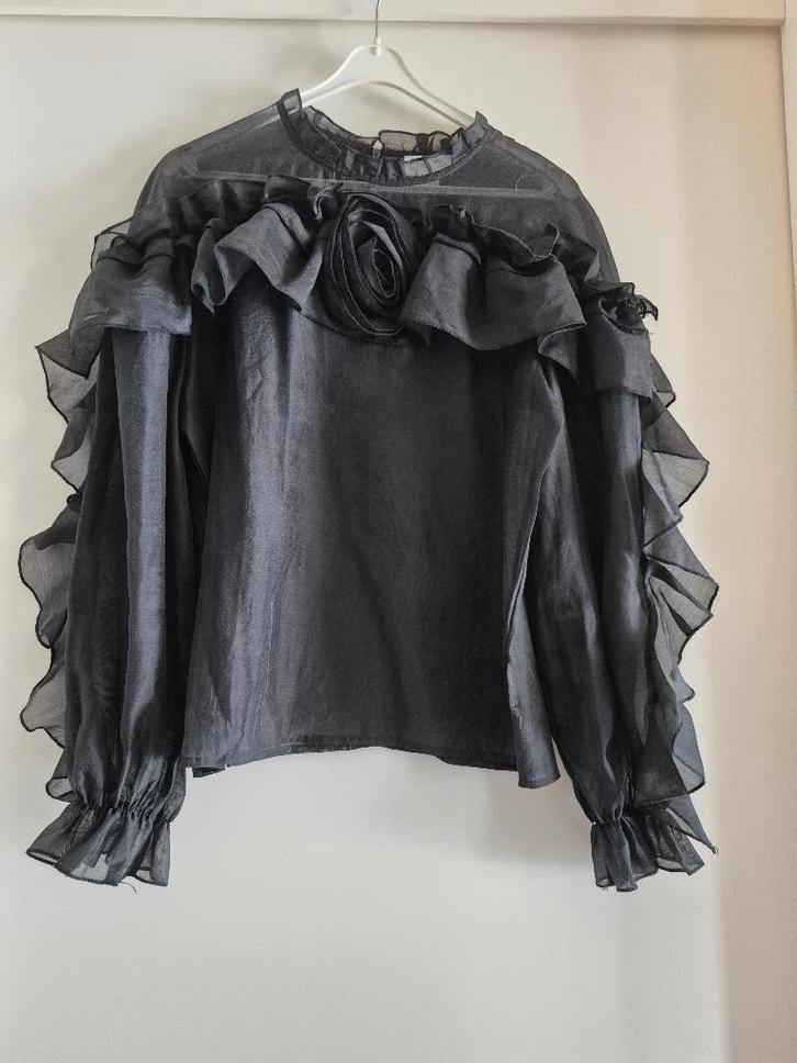 Kerst tip feeselijke zwarte blouse Cotton Club maat L, Kleding | Dames, Blouses en Tunieken, Zo goed als nieuw, Maat 42/44 (L)