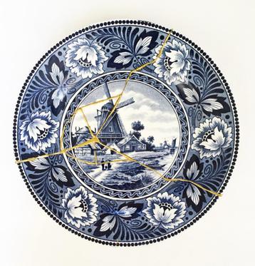 antiek delfts blauw kintsugi beschikbaar voor biedingen