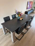 Eettafel antraciet met houten poten, Huis en Inrichting, Tafels | Eettafels, Ophalen, 200 cm of meer, 50 tot 100 cm, Zo goed als nieuw