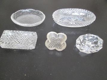 5 x Antiek Kristal Zoutvaatjes ,Ringen bakje ? & Schaaltjes beschikbaar voor biedingen