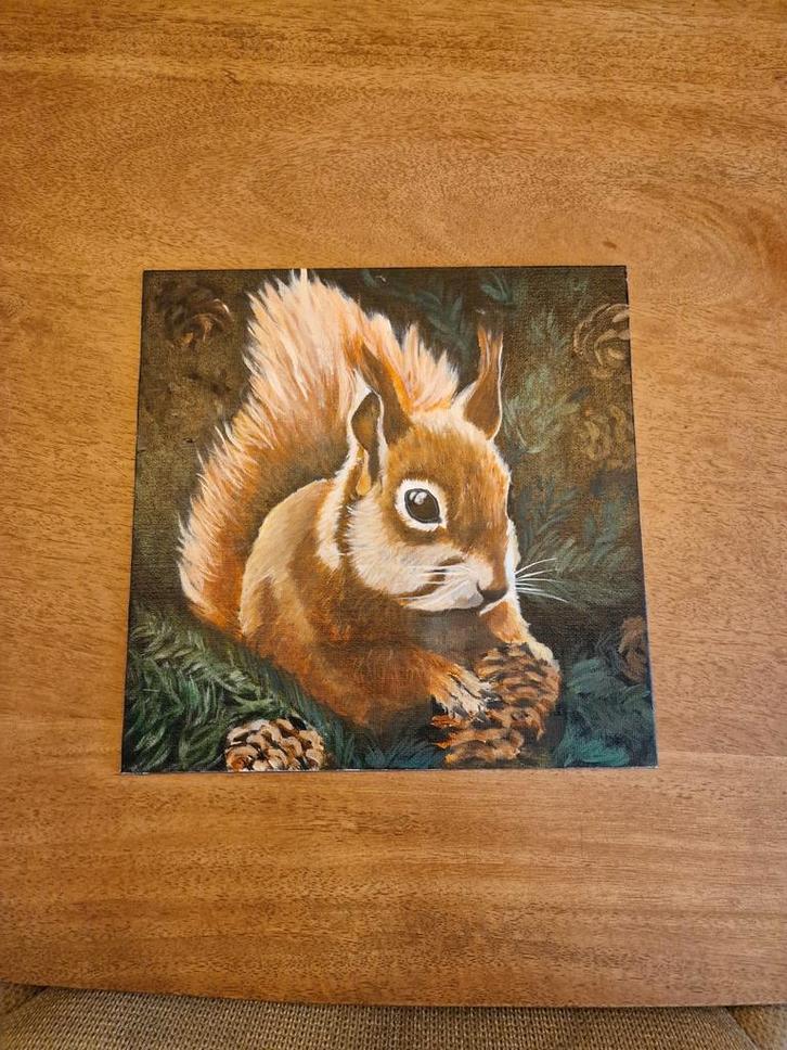 Eekhoorn Schilderij, Antiek en Kunst, Kunst | Schilderijen | Klassiek, Ophalen of Verzenden