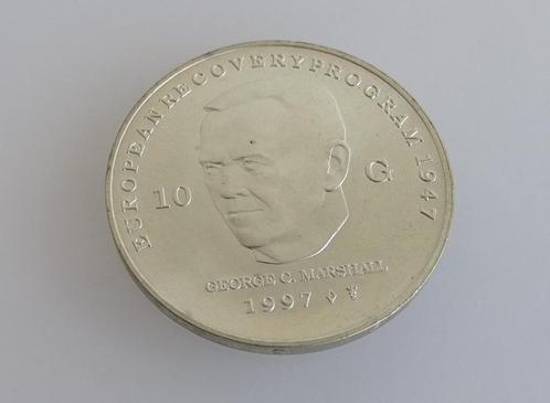 Zilver tientje munt 10 gulden 1997 Beatrix - Marshall plan, Postzegels en Munten, Munten | Nederland, Losse munt, 10 gulden, Koningin Beatrix