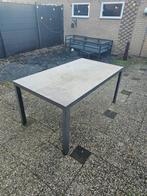 Tuintafel aluminium 160x90 granietlook glasplaat, Ophalen, Gebruikt, Rechthoekig, Aluminium