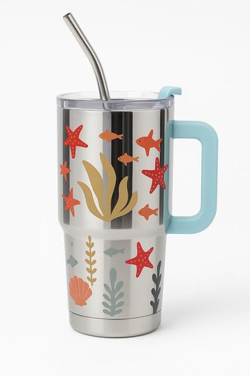 RVS Beker met Oceaan-Design – €15,- beschikbaar voor biedingen