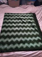 Vintage groene Plaid sprei bedsprei zigzag, Ophalen, Huis en Inrichting