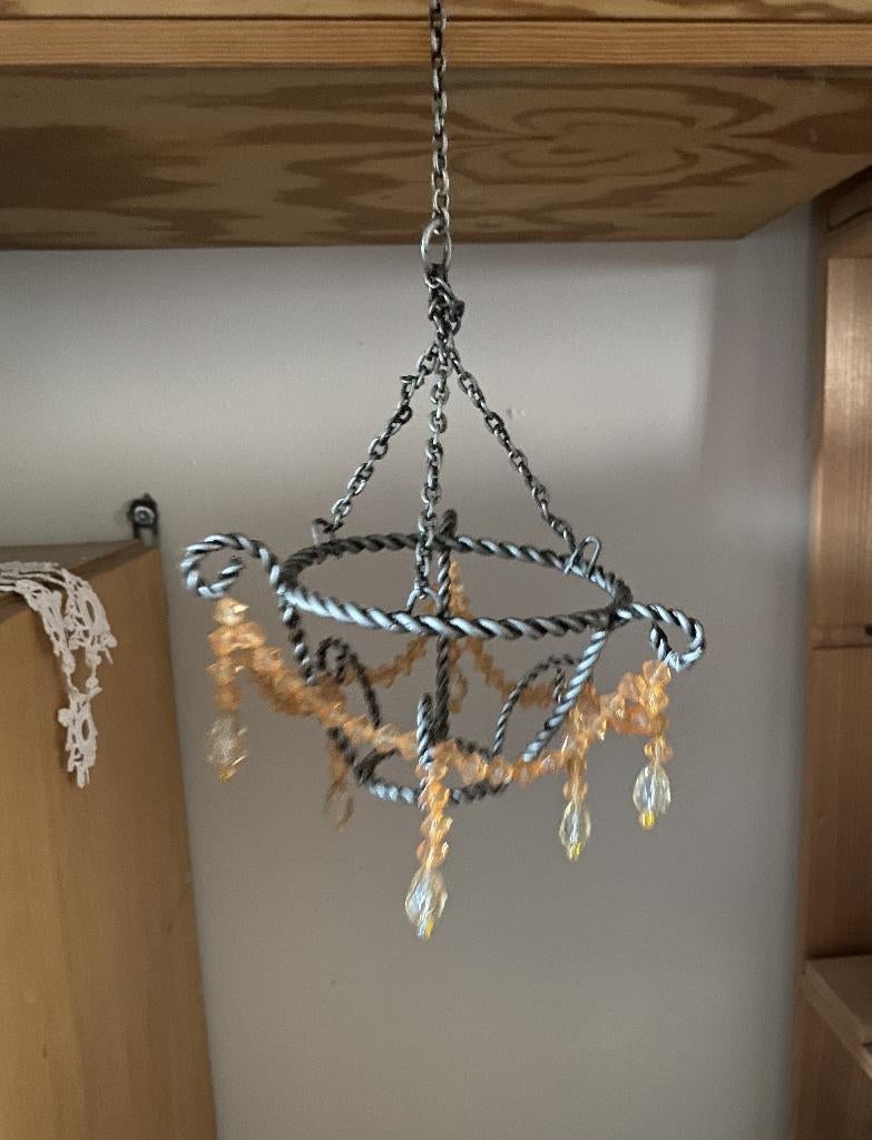 retro waxinelichthouder hout glas houten windlicht /lantaarn, Huis en Inrichting, Grijs, Ophalen of Verzenden, Zo goed als nieuw