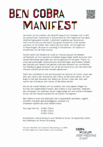 Arnon Grunberg & Aziz Bekkaoui, Ben Cobra Manifest. beschikbaar voor biedingen