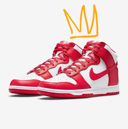 Nike Dunk Hi High Retro White / University Red / Rood 46 12, Kleding | Heren, Schoenen, Nieuw, Sneakers of Gympen, Overige kleuren