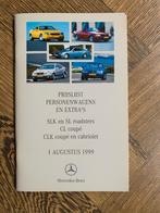 Prijslijst Mercedes-Benz SLK CLK coupe en cabrio CL SL 1999, Nieuw, Mercedes-Benz, Mercedes, Ophalen of Verzenden
