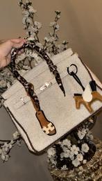 Terry Bag Beige Choco Randje Birkin Look-a-like 30cm, Sieraden, Tassen en Uiterlijk, Tassen | Damestassen, Ophalen of Verzenden