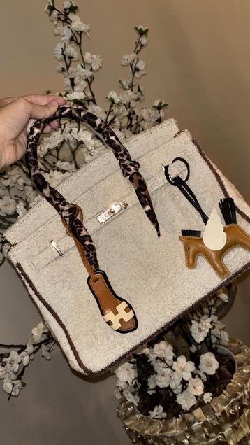 Terry Bag Beige Choco Randje Birkin Look-a-like 30cm beschikbaar voor biedingen