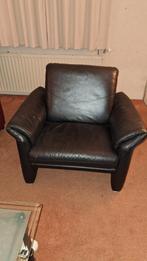 W. Schillig Zwarte Leren Fauteuil, Huis en Inrichting, Fauteuils, Ophalen, Gebruikt, 75 tot 100 cm, Leer