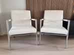 fauteuil wit  Cantania leer met RVS buizen frame, Huis en Inrichting, Fauteuils, Ophalen, Gebruikt, 75 tot 100 cm, Leer