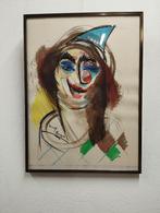 Henry Roland “Clown” in gemengde techniek op papier in kader, Antiek en Kunst, Ophalen of Verzenden