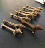 8 Antieke koperen teckel messenleggers., Ophalen of Verzenden