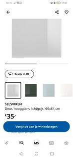 2x Grijze deur Besta kast Ikea, Selsviken, Ophalen, Gebruikt, 50 tot 100 cm, Minder dan 100 cm