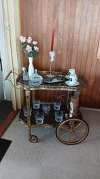 Vintage Gouden Barwagen / Serveerwagen, Ophalen