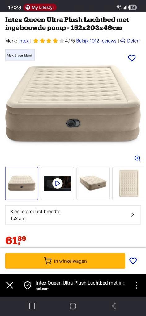 Intex Ultra Plush luchtbed 2 persoons, Caravans en Kamperen, Luchtbedden, Nieuw, 2-persoons, Ingebouwde pomp, Ophalen of Verzenden