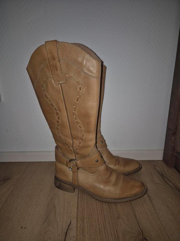 Mooie leren laarzen, Kleding | Dames, Schoenen, Gedragen, Hoge laarzen, Beige, Ophalen