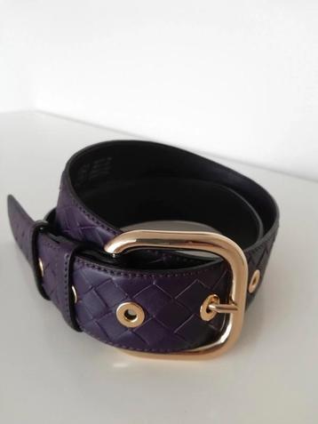 Abro purple leather woven belt with gold-tone buckle, 85cm beschikbaar voor biedingen