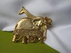 Broche / safari dieren broche 5.3x5.2 cm., Sieraden, Tassen en Uiterlijk, Broches, Verzenden, Zo goed als nieuw, Goud, Overige materialen