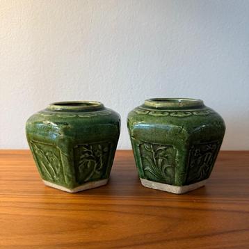 2 gemberpotjes, Chinees, vintage, brocante, jr 50/60 beschikbaar voor biedingen