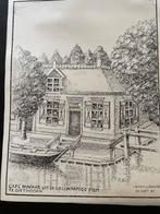 Café Fanfare Giethoorn - Johan Jonkers Tekening, Antiek en Kunst, Ophalen of Verzenden