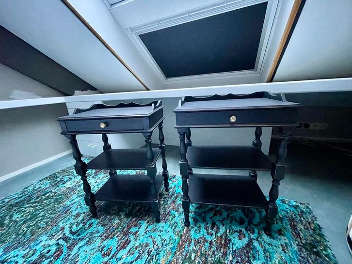 Vintage gerestylde Ladekastjes/Nachtkastjes - Set van 2, Huis en Inrichting, Tafels | Bijzettafels, Zo goed als nieuw, Rechthoekig