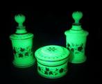 Antieke uranium vaseline opaline glazen set, 19e eeuws,Fr, Verzenden