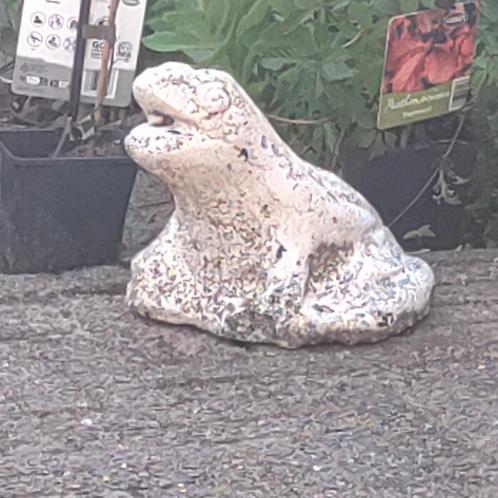 KIKKER,steen,Vijver,steen,wit,Tuinbeeld,Vijverkikker,dier, Tuin en Terras, Tuinbeelden, Gebruikt, Dierenbeeld, Steen, Ophalen of Verzenden
