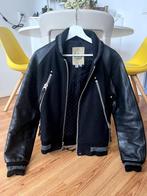 Bomber jas wol/leer Monitaly Made in USA, Zwart, Ophalen of Verzenden, Zo goed als nieuw, Monitaly