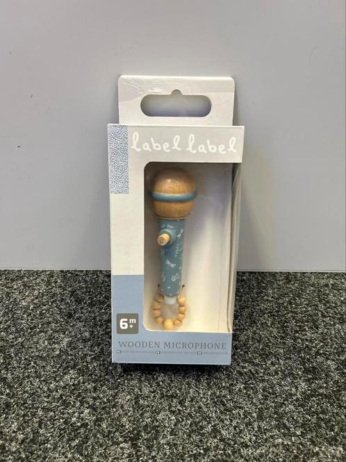 Label Label Blauw Houten Microfoon, Kinderen en Baby's, Speelgoed | Babyspeelgoed, Nieuw, Overige typen, Ophalen