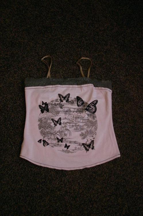 Apart poederroze topje met velvet vlinders/opdruk; mt 152, Kinderen en Baby's, Kinderkleding | Maat 152, Nieuw, Meisje, Shirt of Longsleeve