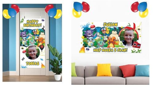 Pokemon muurposter - deurposter met naam & foto kind 120x60, Verzamelen, Posters, Nieuw, Film en Tv, A1 t/m A3, Rechthoekig Staand