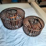2 houten windlichten, Ophalen, Nieuw, Kaars, Hout