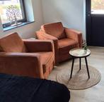 2 grote comfortabele fauteuils in roestbruin/oranje, Huis en Inrichting, Ophalen, Gebruikt, 75 tot 100 cm, 100 tot 125 cm