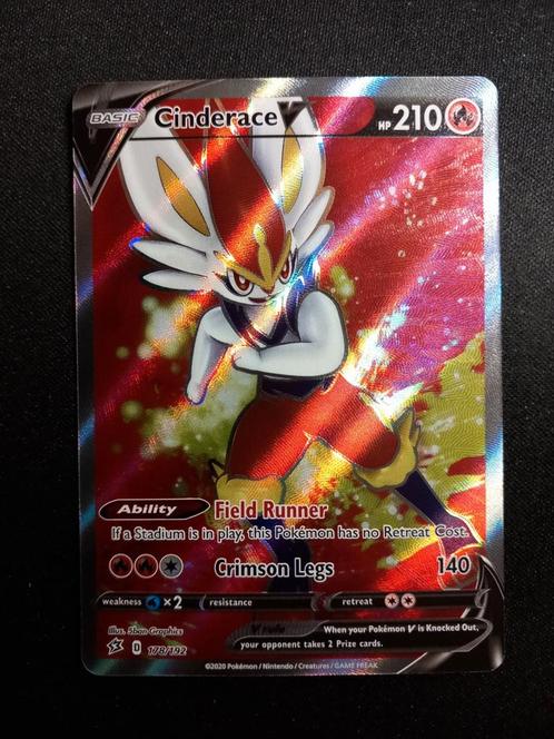 Pokemon Cinderace V 178/192 Rebel Clash Full Art NM, Hobby en Vrije tijd, Verzamelkaartspellen | Pokémon, Zo goed als nieuw, Losse kaart