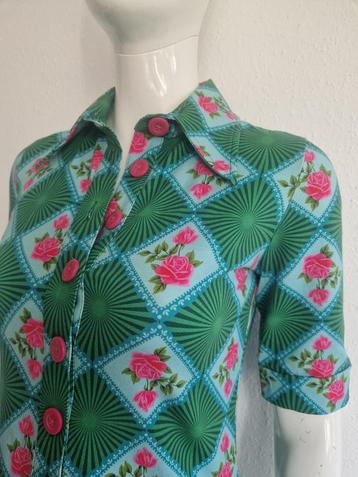 Tante Betsy blouse. Maat S. Turquoise/groen/roze beschikbaar voor biedingen
