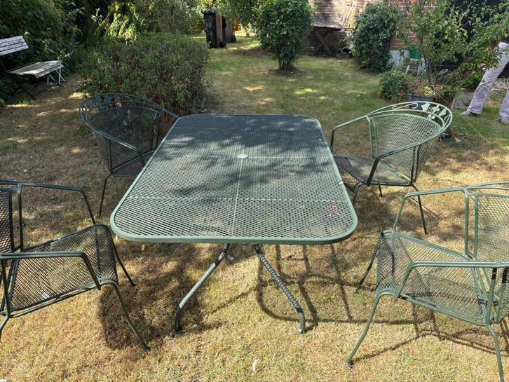 Tuintafelset van Engarden by Kettler donkergroen, Tuin en Terras, Tuintafels, Gebruikt, Rechthoekig, Metaal, Ophalen