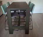 Hoge tuintafel met stoelen te koop, Ophalen, Gebruikt, Rechthoekig, Metaal