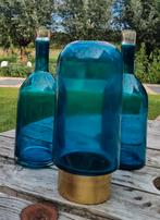 Blauwe Glazen Vazen Set, Blauw, Ophalen of Verzenden, Minder dan 50 cm, Glas
