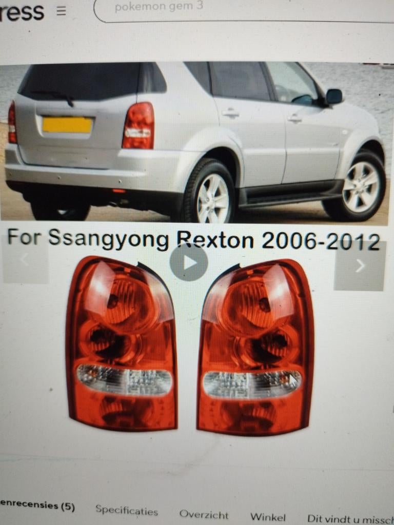 Achterlichten Links & Rechts - Ssangyong Rexton 2006-2012, Auto-onderdelen, Verlichting, Ophalen of Verzenden, Gebruikt, Ssangyong