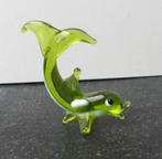 Glazen beeldje dolfijn groen dolfijnenbeeldje glas, Ophalen of Verzenden, Gebruikt, Dier